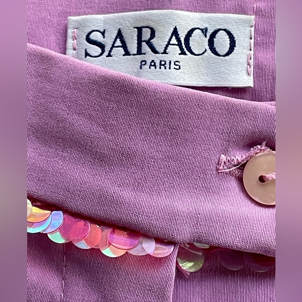 Saraco Paris Pink Sequin and bead trimmed pants, French, XS, pink, EUC - Picture 6 of 10